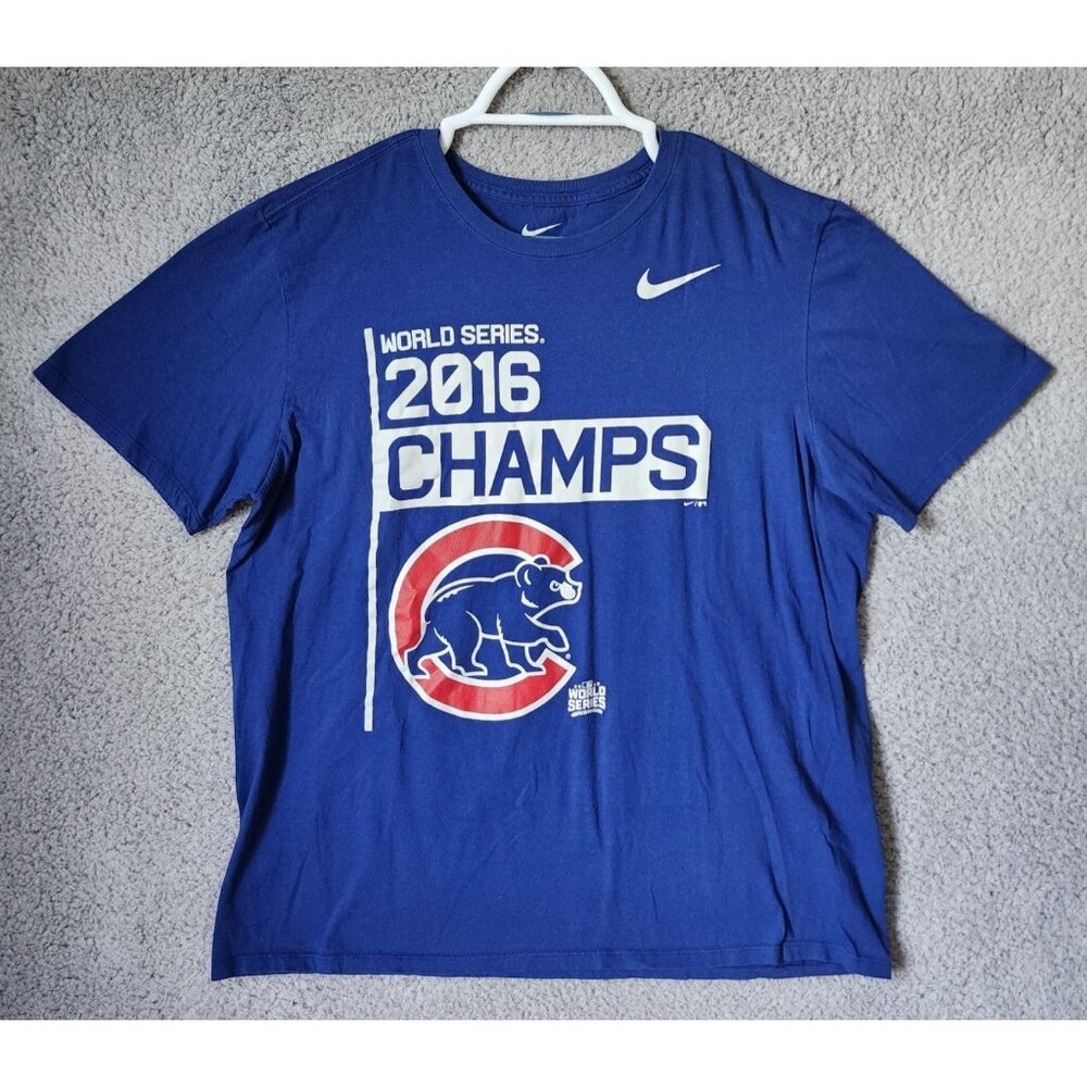Nike Chicago Cubs 2016 World‎ Series Champs Blue Athletic Cut T Shirt Size XL